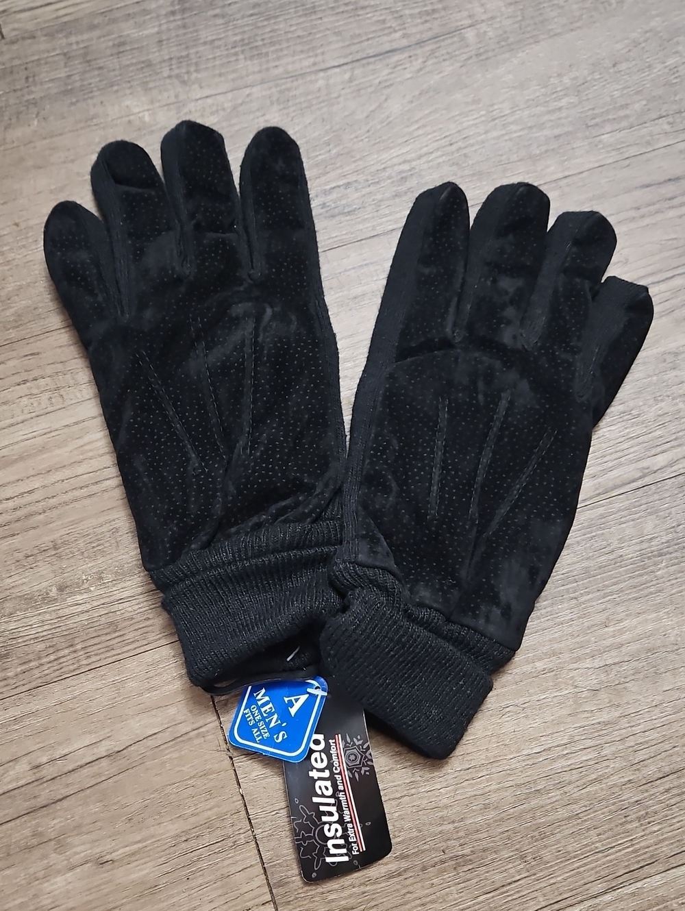 Men's Black Insulated Winter Gloves One Size Fits All, Minimalist, Extra Warmth